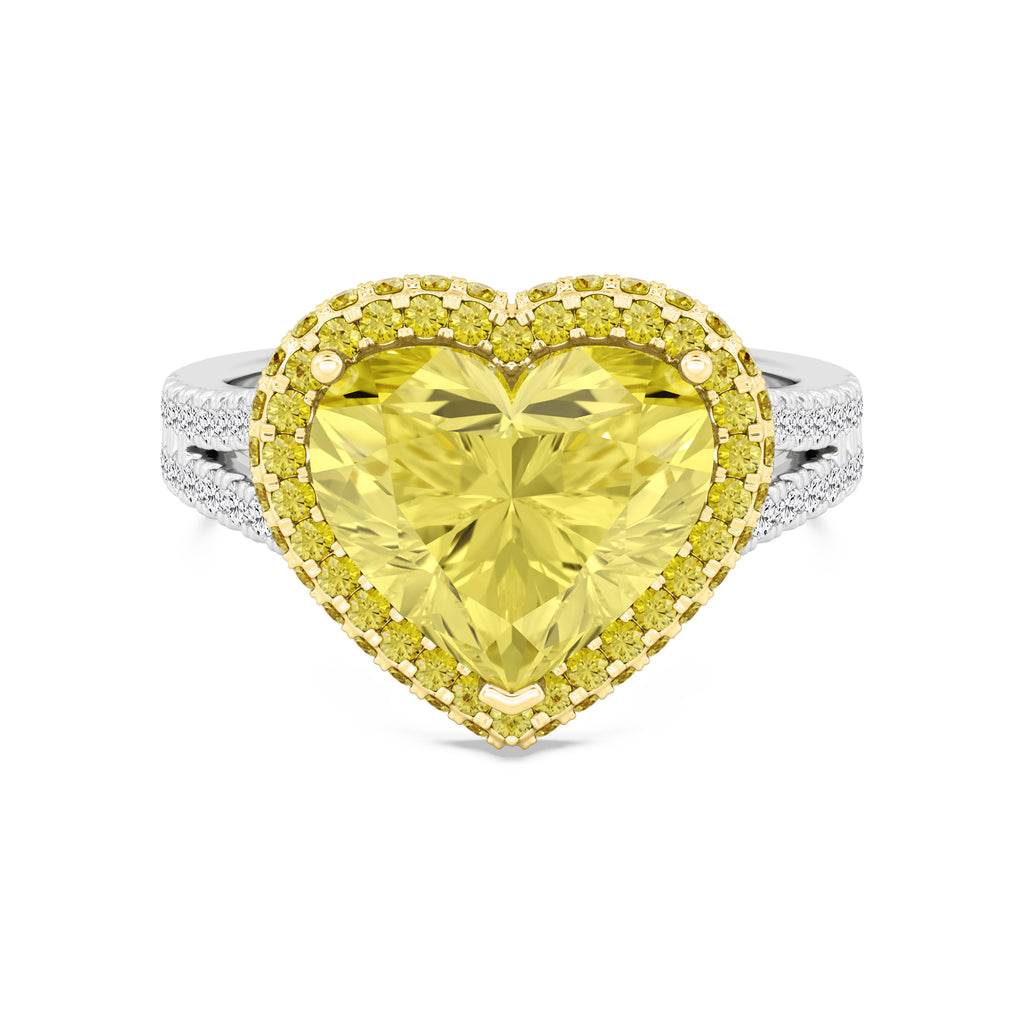 7.11ctw Yellow Heart Lab Grown Diamond Exceptional Halo Engagement Ring