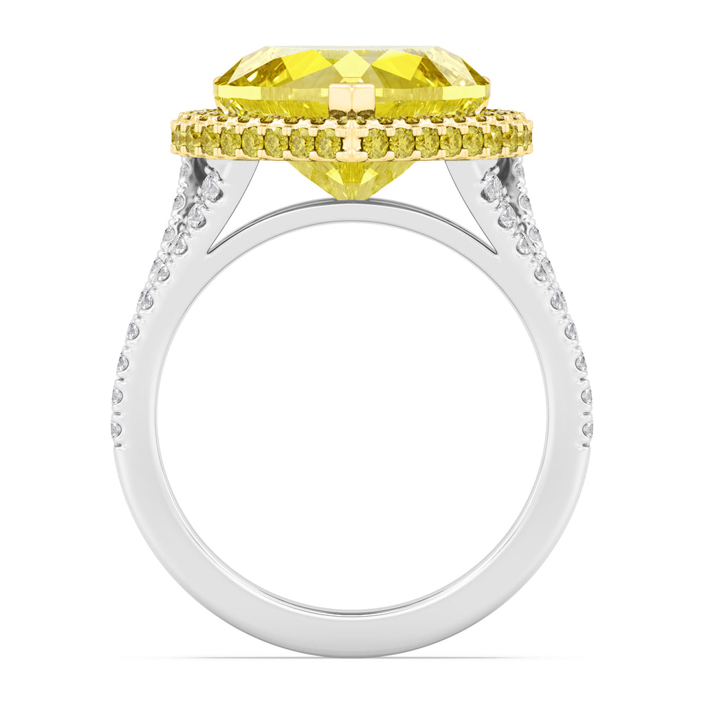 7.11ctw Yellow Heart Lab Grown Diamond Exceptional Halo Engagement Ring