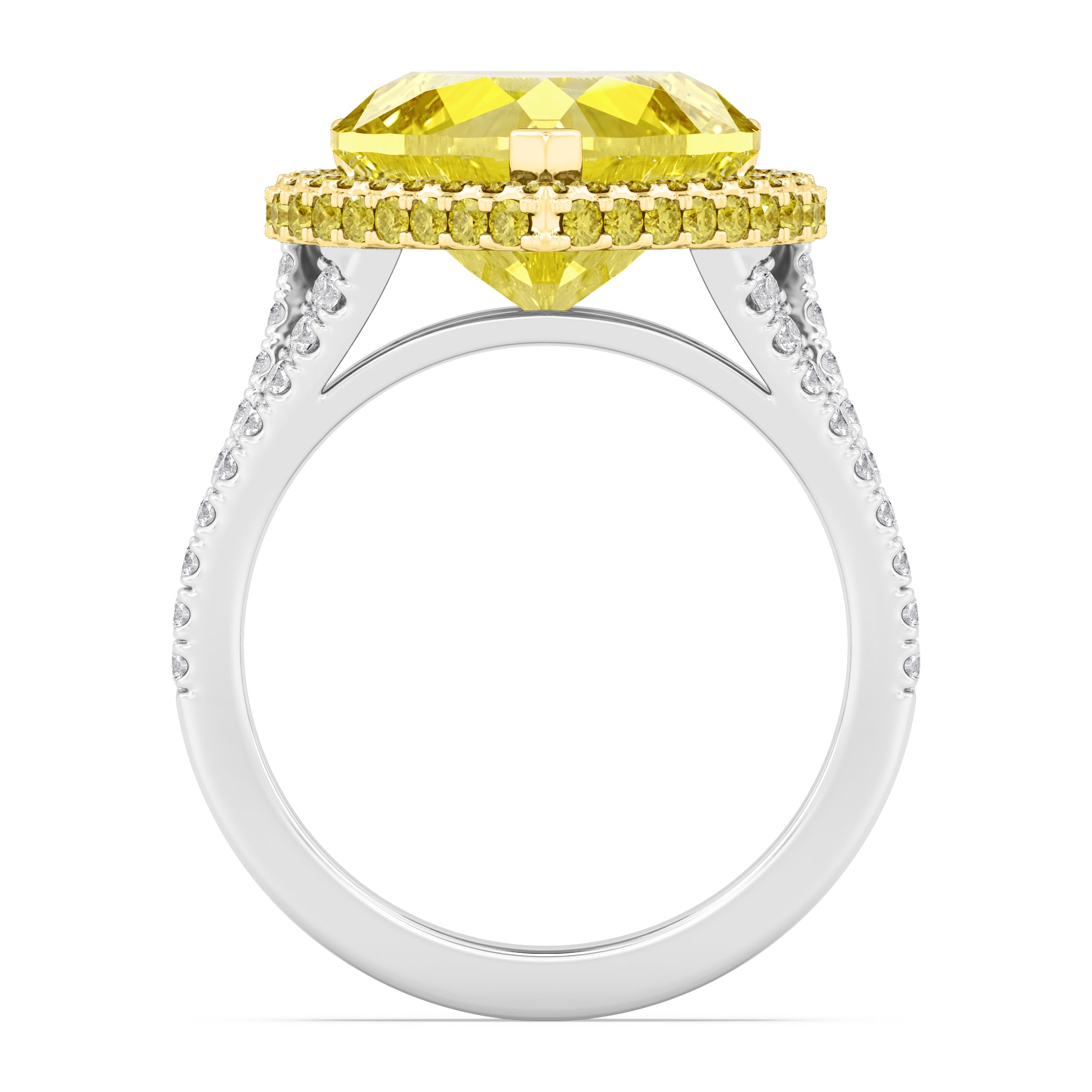 7.11ctw Yellow Heart Lab Grown Diamond Exceptional Halo Engagement Ring
