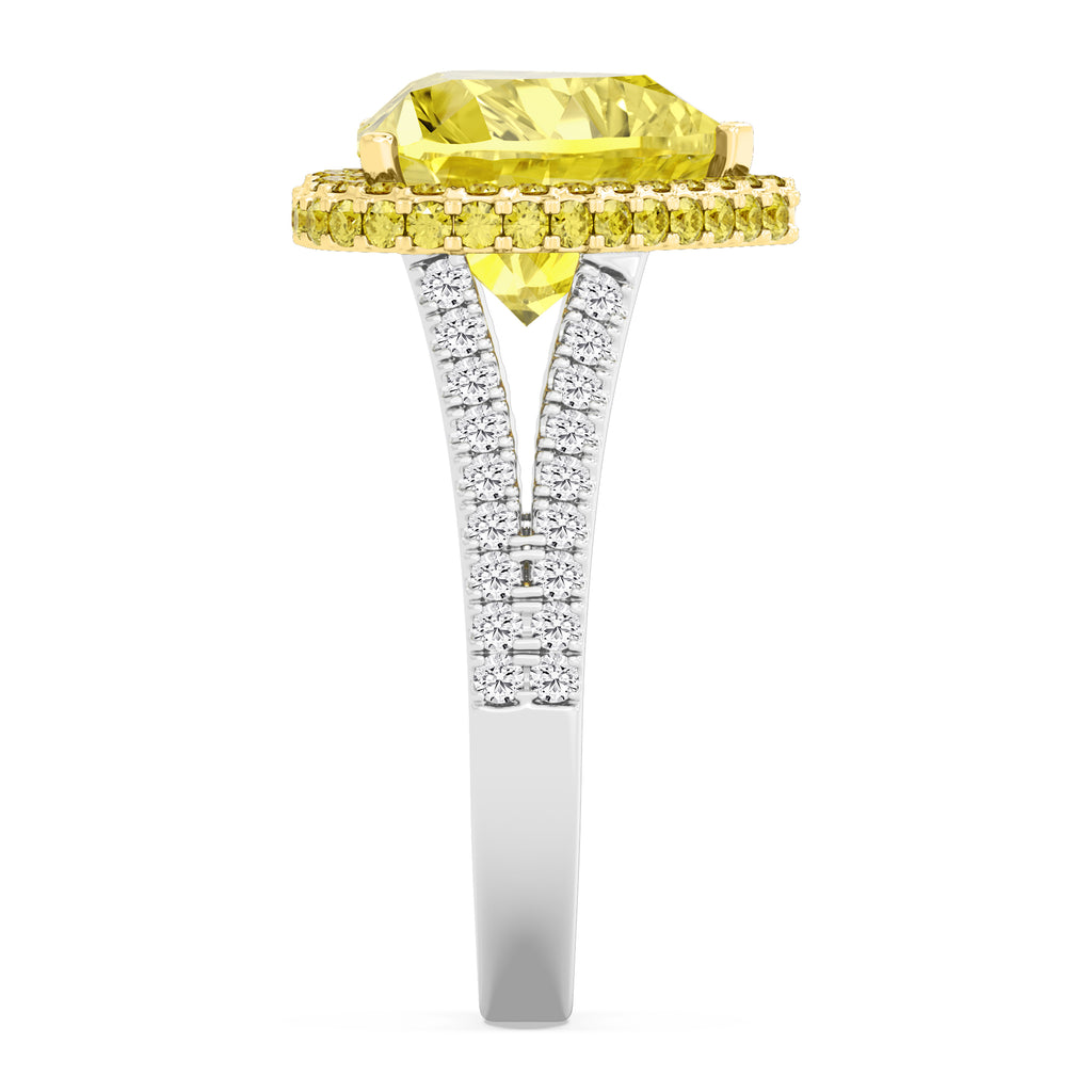 7.11ctw Yellow Heart Lab Grown Diamond Exceptional Halo Engagement Ring