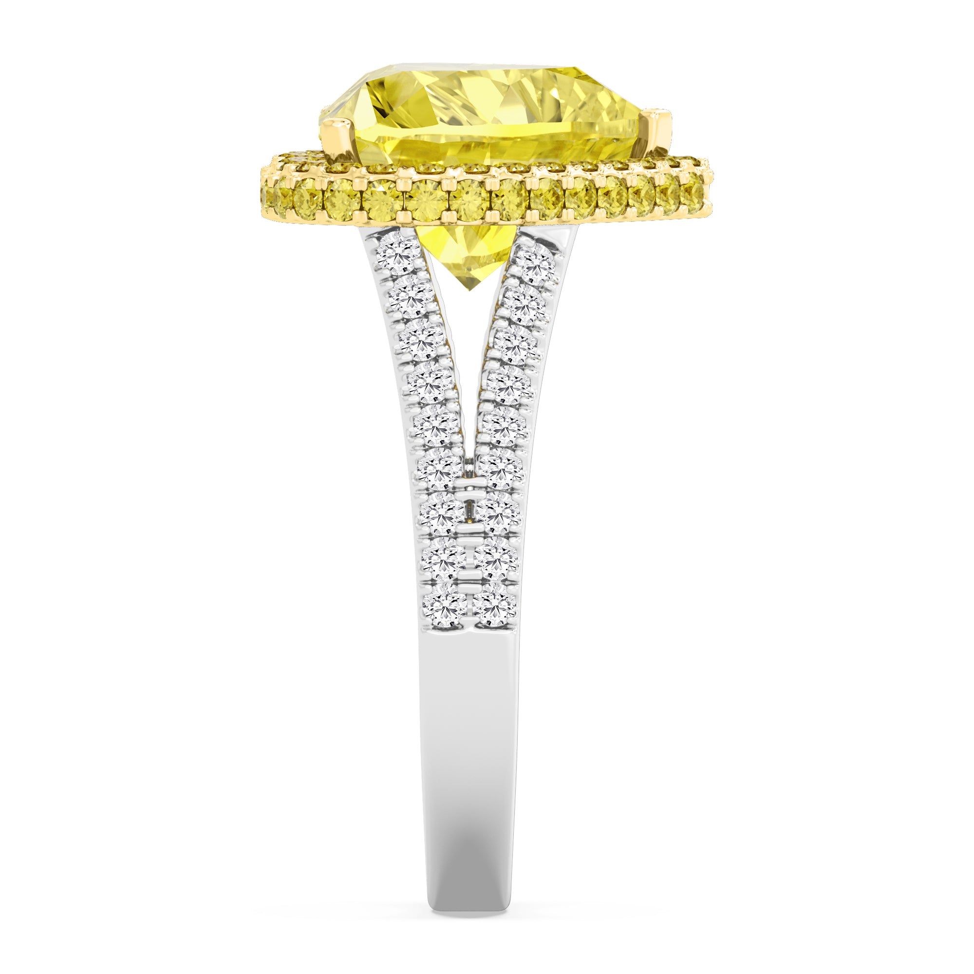 7.11ctw Yellow Heart Lab Grown Diamond Exceptional Halo Engagement Ring