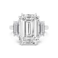 11.45ctw Emerald cut Trapezoid Accent Lab Grown Diamond Exceptional Trilogy Engagement Ring