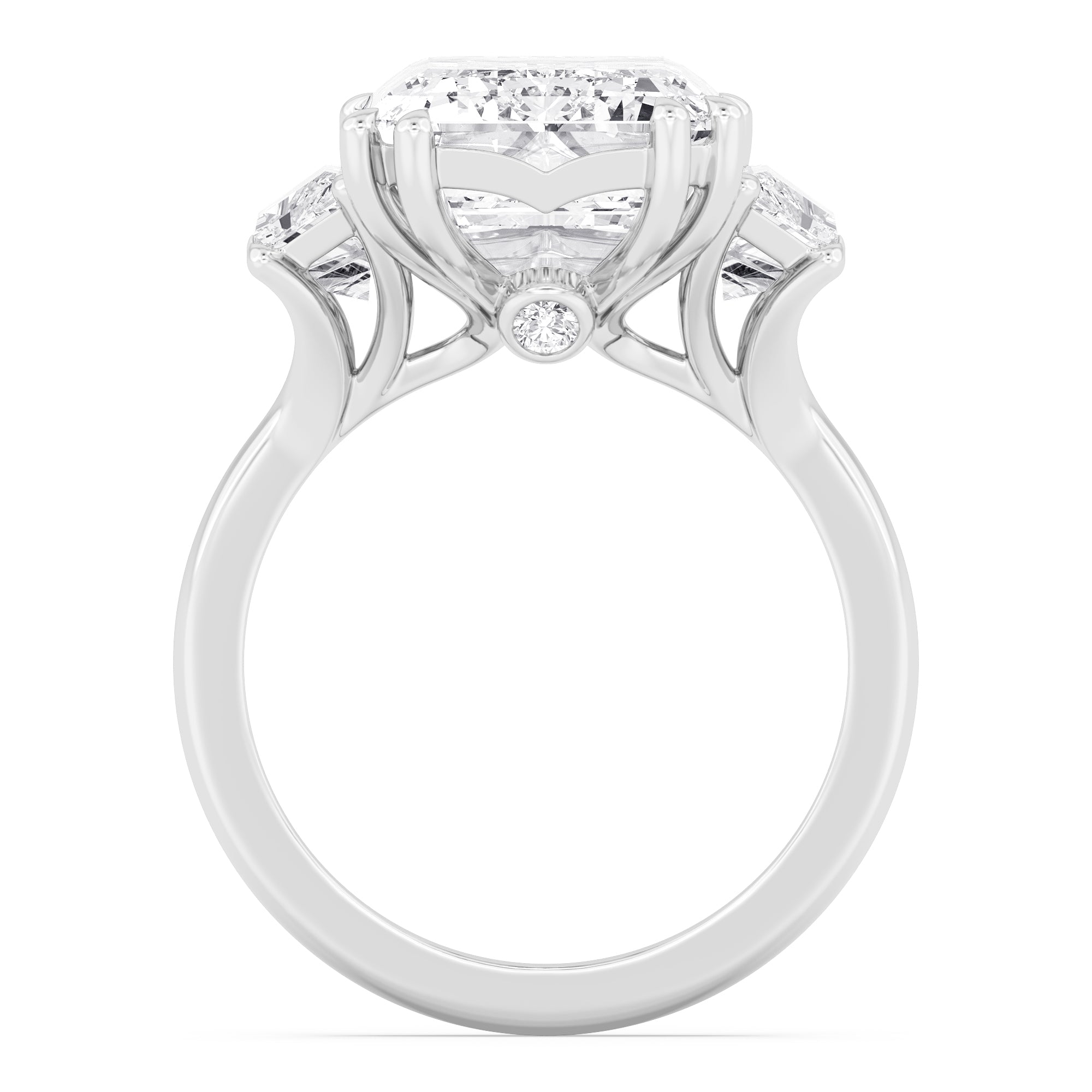11.45ctw Emerald cut Trapezoid Accent Lab Grown Diamond Exceptional Trilogy Engagement Ring