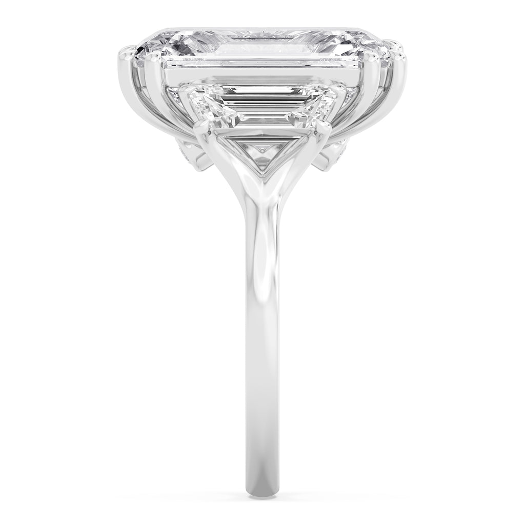 11.45ctw Emerald cut Trapezoid Accent Lab Grown Diamond Exceptional Trilogy Engagement Ring