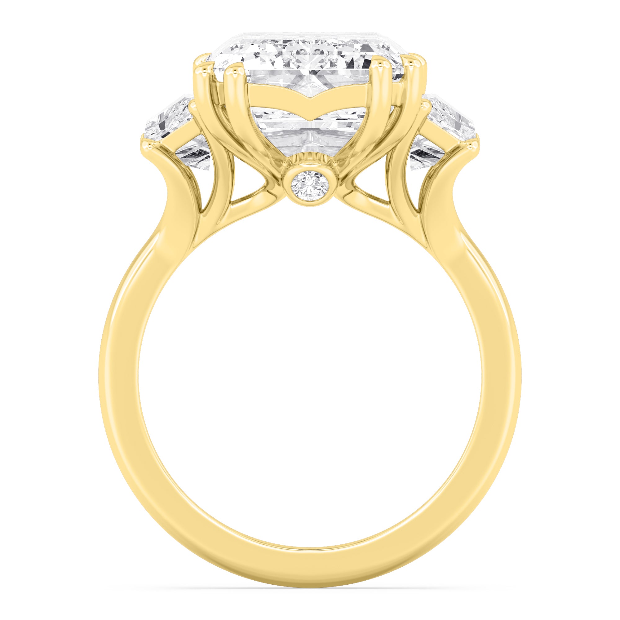 11.45ctw Emerald cut Trapezoid Accent Lab Grown Diamond Exceptional Trilogy Engagement Ring