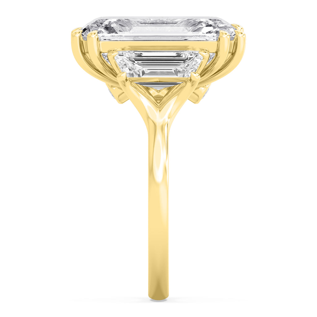 11.45ctw Emerald cut Trapezoid Accent Lab Grown Diamond Exceptional Trilogy Engagement Ring