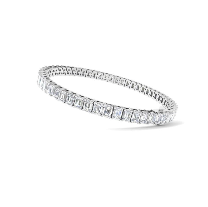 10.50ct Lab Grown Diamond Emerald cut North-South Tennis Bracelet in 14k Gold