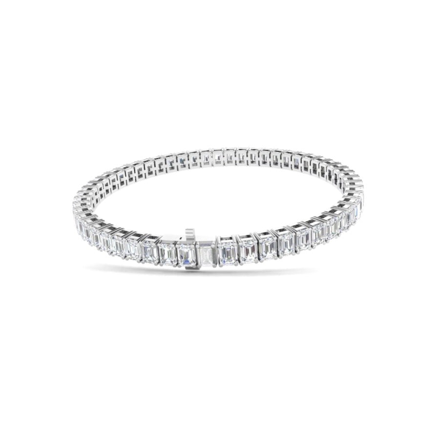 10.50ct Lab Grown Diamond Emerald cut North-South Tennis Bracelet in 14k Gold