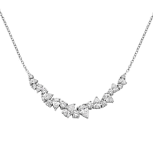 1.00ctw Lab Grown Diamond Pear and Round Scattered Curve Necklace in 14k Gold