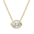 1.00ct Oval Lab Grown Diamond Bezel Solitaire Necklace in 14k Gold