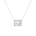 1.00ct Emerald cut Lab Grown Diamond Bezel Solitaire Necklace in 14k Gold