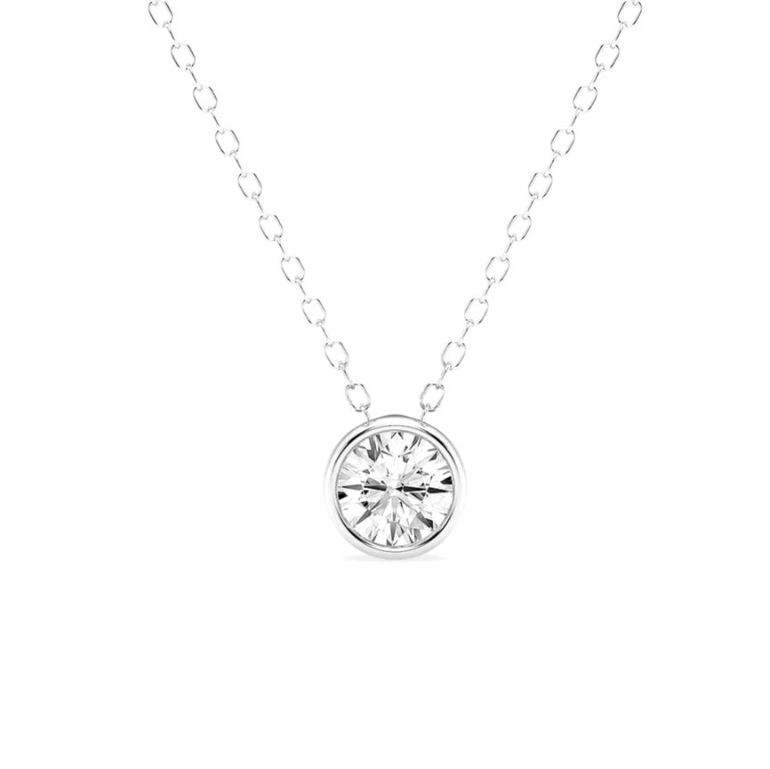 0.50ct Lab Grown Diamond Bezel Solitaire Necklace in 14k Gold