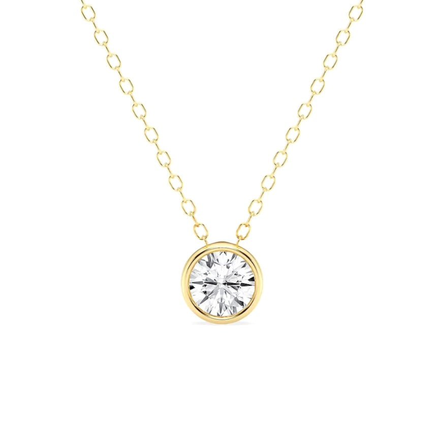 0.50ct Lab Grown Diamond Bezel Solitaire Necklace in 14k Gold