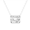 2.00ct Lab Grown Diamond Bezel Emerald cut Solitaire Necklace in 14k Gold