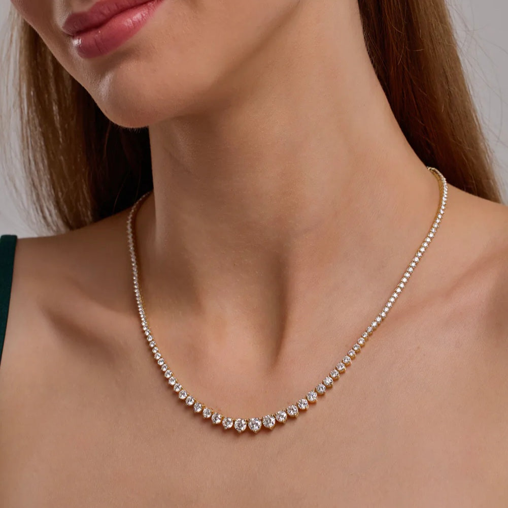 10.00ct Lab Grown Diamond Graduated Necklace in 14k Gold