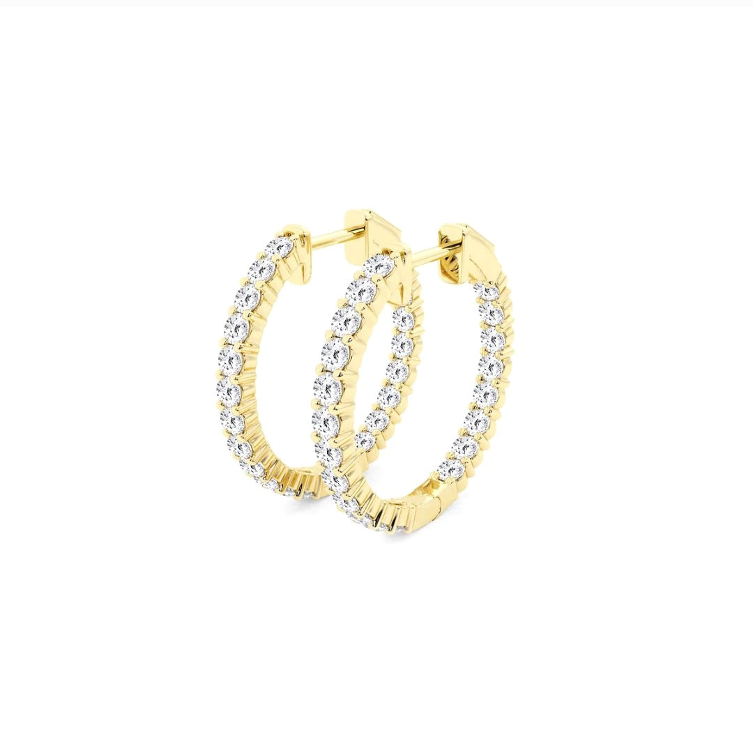 2.00ct Lab Grown Diamond Inside Out 21mm Hoops in 14k Gold