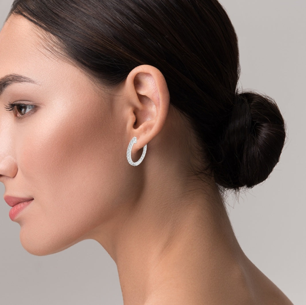 2.00ct Lab Grown Diamond Inside Out 21mm Hoops in 14k Gold