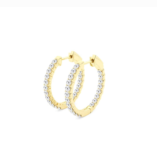 1.00ct Lab Grown Diamond Inside Out 20mm Hoops in 14k Gold