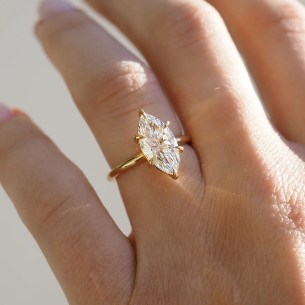 The Emma 3.00ct Marquise cut Lab Grown Diamond 6 Prong Solitaire Engagement Ring