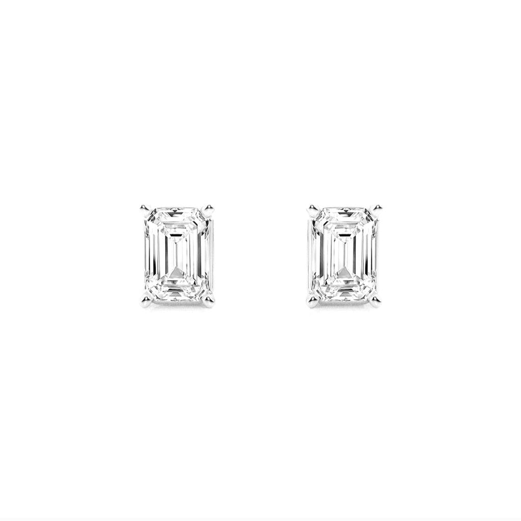 2.00ct Lab Grown Diamond Emerald cut Basket Style Earrings in 14k Gold