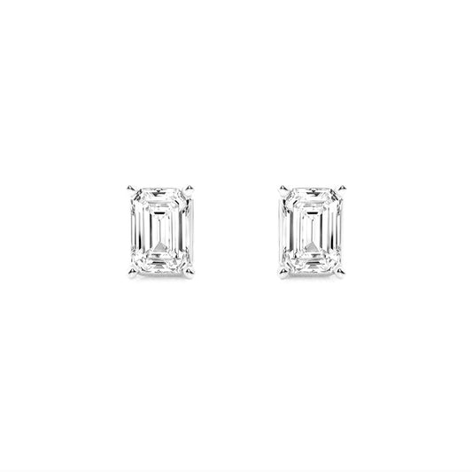 2.00ct Lab Grown Diamond Emerald cut Basket Style Earrings in 14k Gold