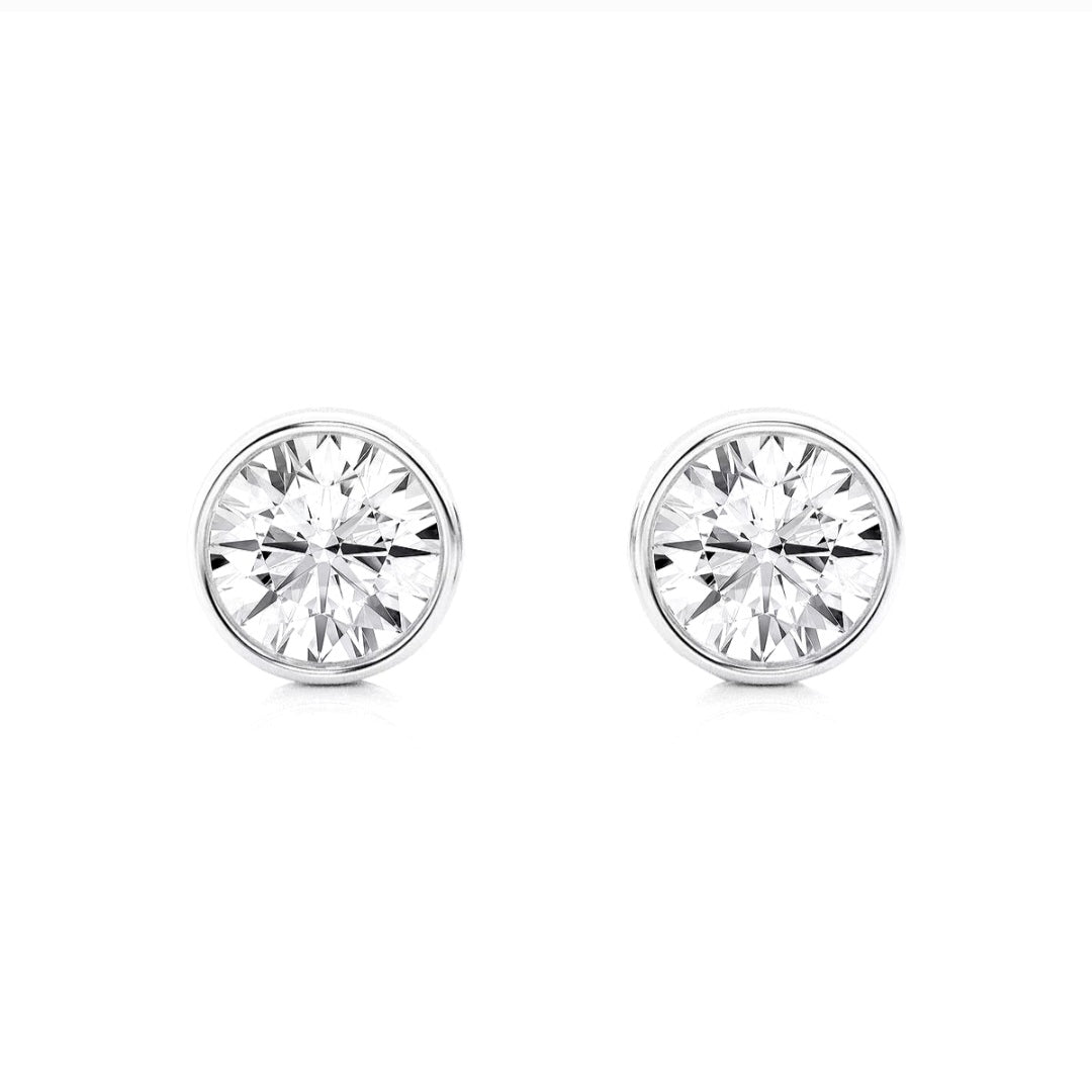 2.00ct Lab Grown Diamond Round cut Bezel Set Earrings in 14k Gold