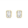 2.00ct Lab Grown Diamond Emerald cut Bezel Set Earrings in 14k Gold