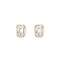 1.00ct Lab Grown Diamond Emerald cut Bezel Set Earrings in 14k Gold