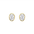 1.00ct Lab Grown Diamond Oval cut Bezel Set Earrings in 14k Gold