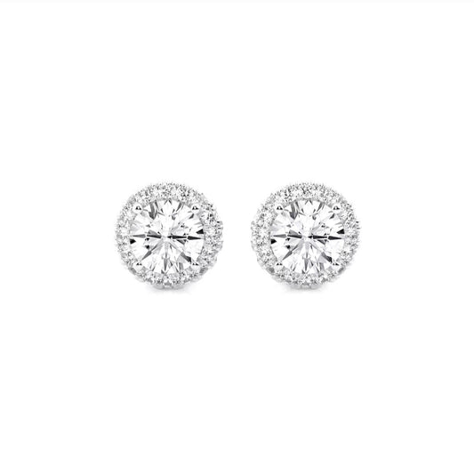 1.00ct Lab Grown Diamond Round Halo Earrings in 14k Gold