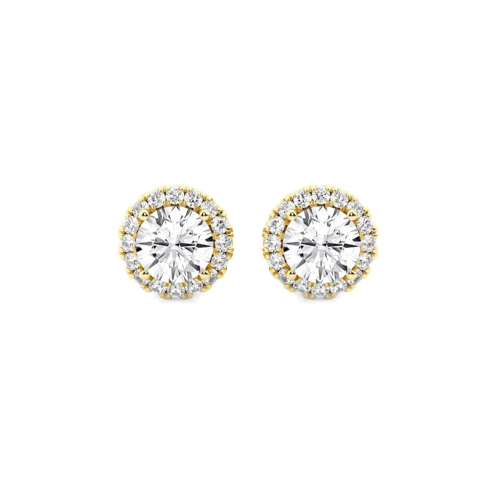 1.00ct Lab Grown Diamond Round Halo Earrings in 14k Gold