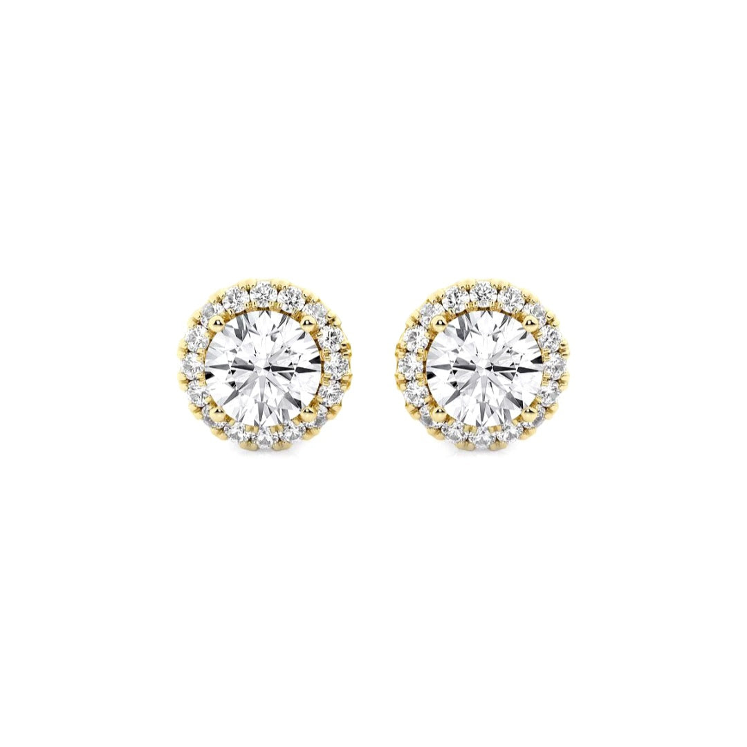 1.00ct Lab Grown Diamond Round Halo Earrings in 14k Gold