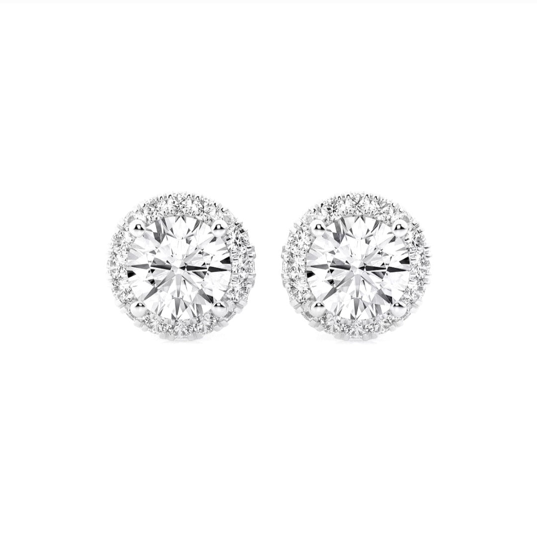 2.50ct Lab Grown Diamond Round Halo Earrings in 14k Gold