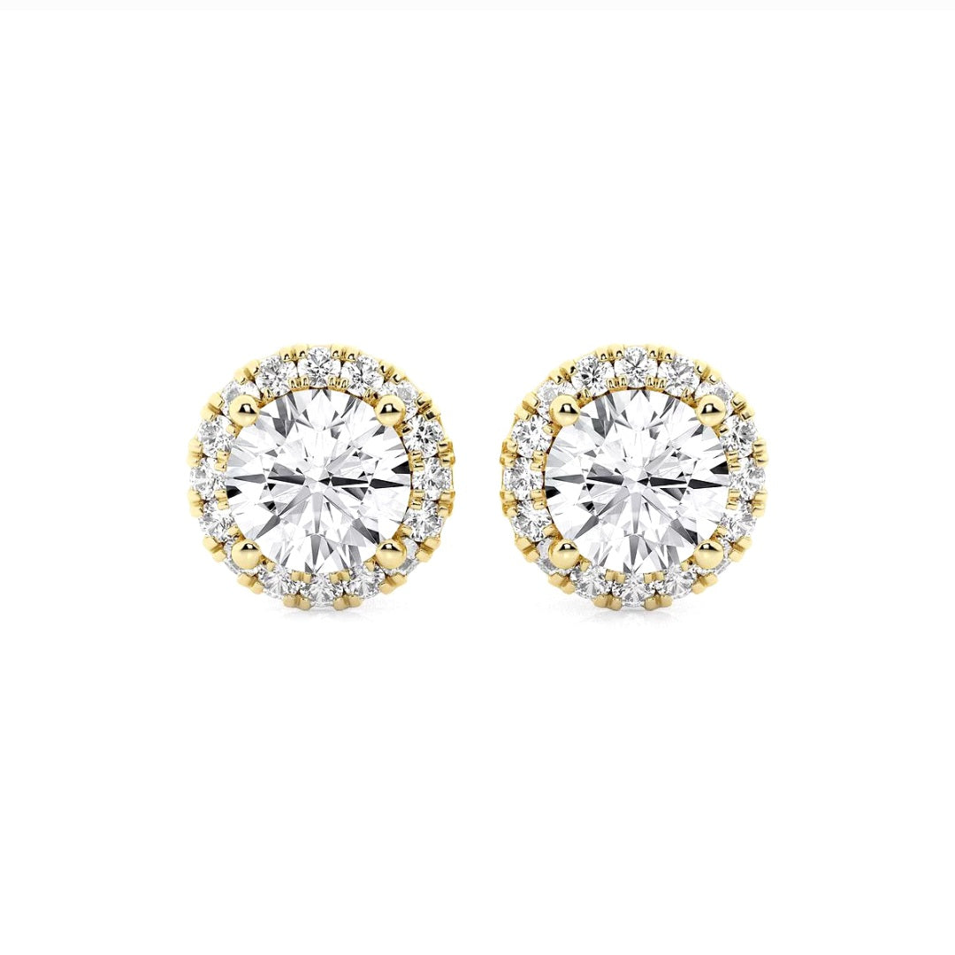 2.50ct Lab Grown Diamond Round Halo Earrings in 14k Gold