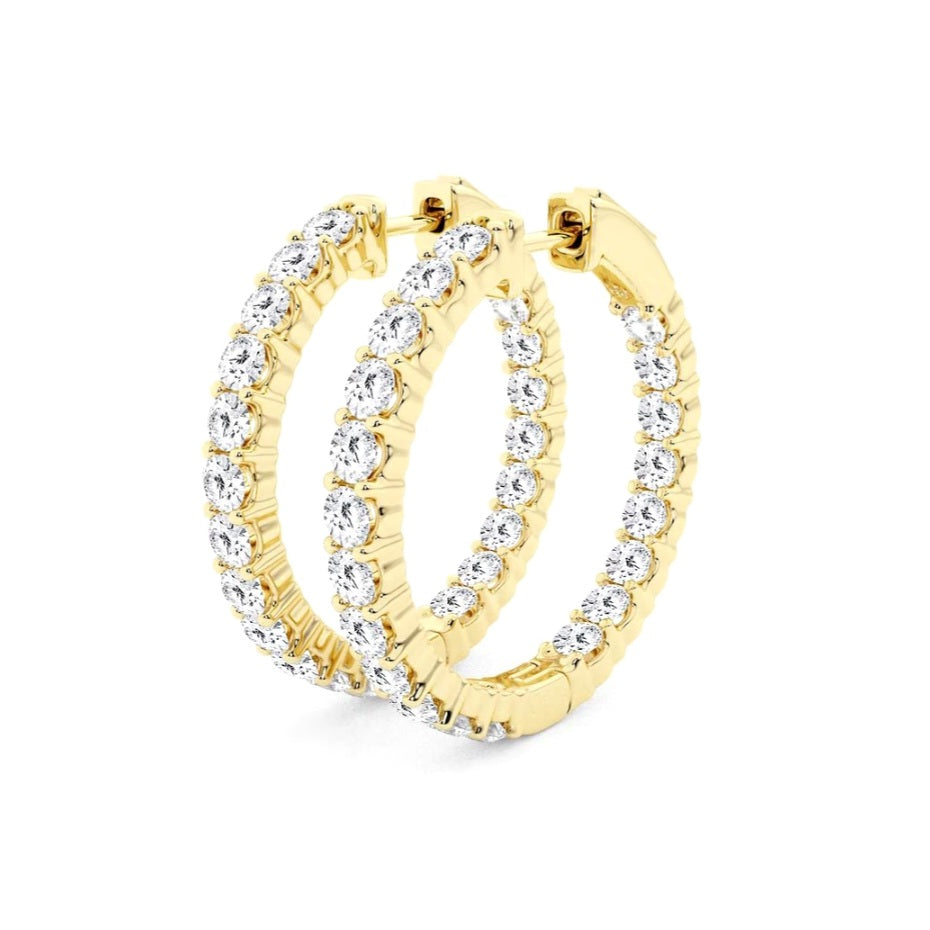 4.00ct Lab Grown Diamond Inside Out 29mm Hoops in 14k Gold