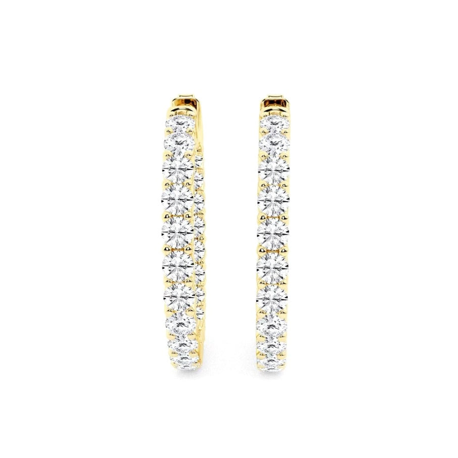 4.00ct Lab Grown Diamond Inside Out 29mm Hoops in 14k Gold