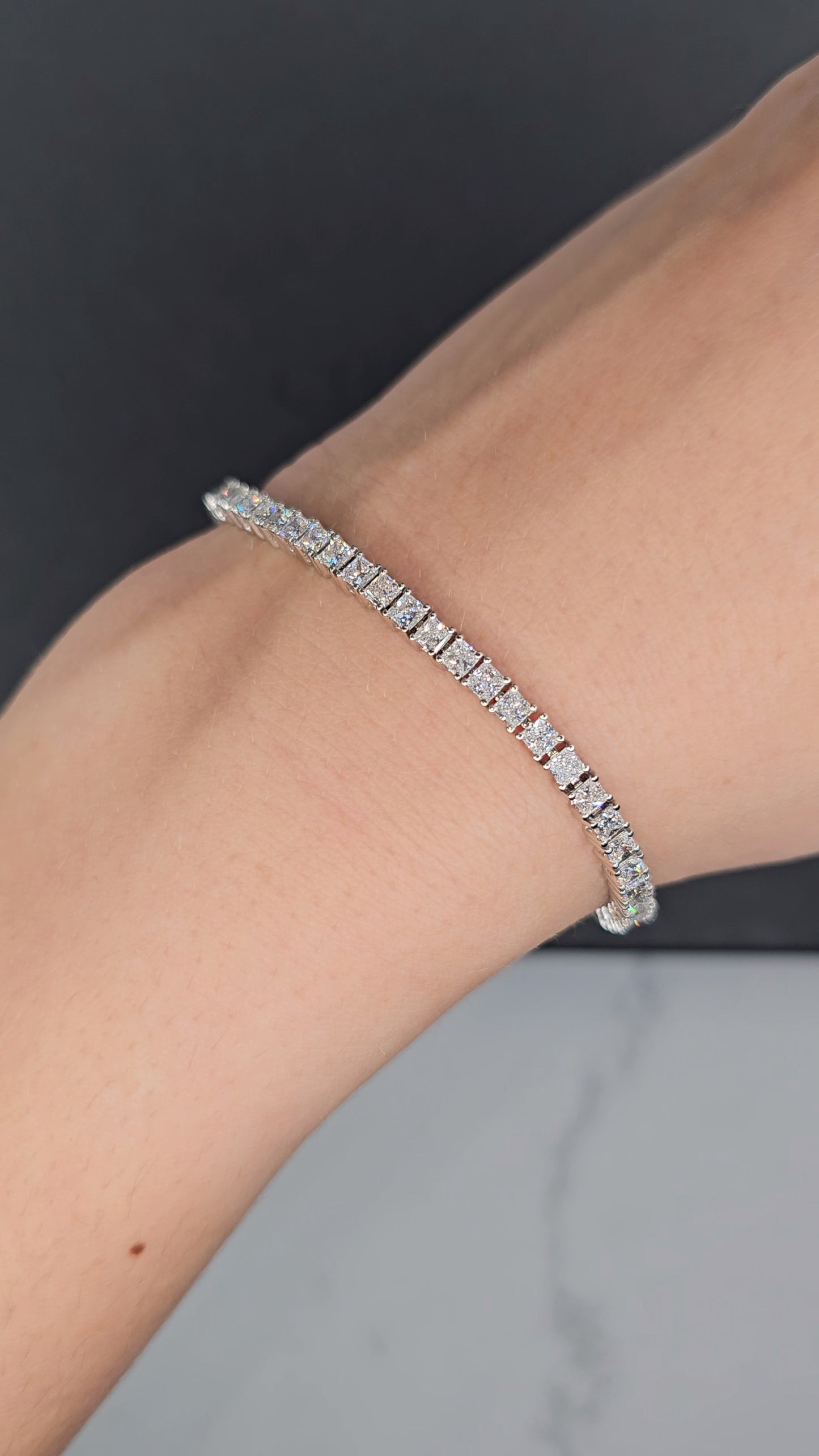 5.80ct Princess Lab Grown Diamond Tennis Bracelet in 14k Gold