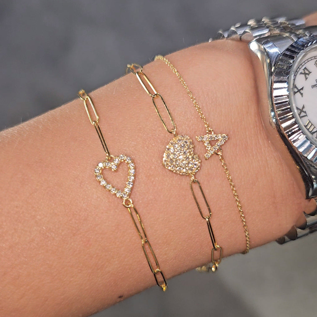 Natural Mined Diamond Initial Bracelet in 14k Gold