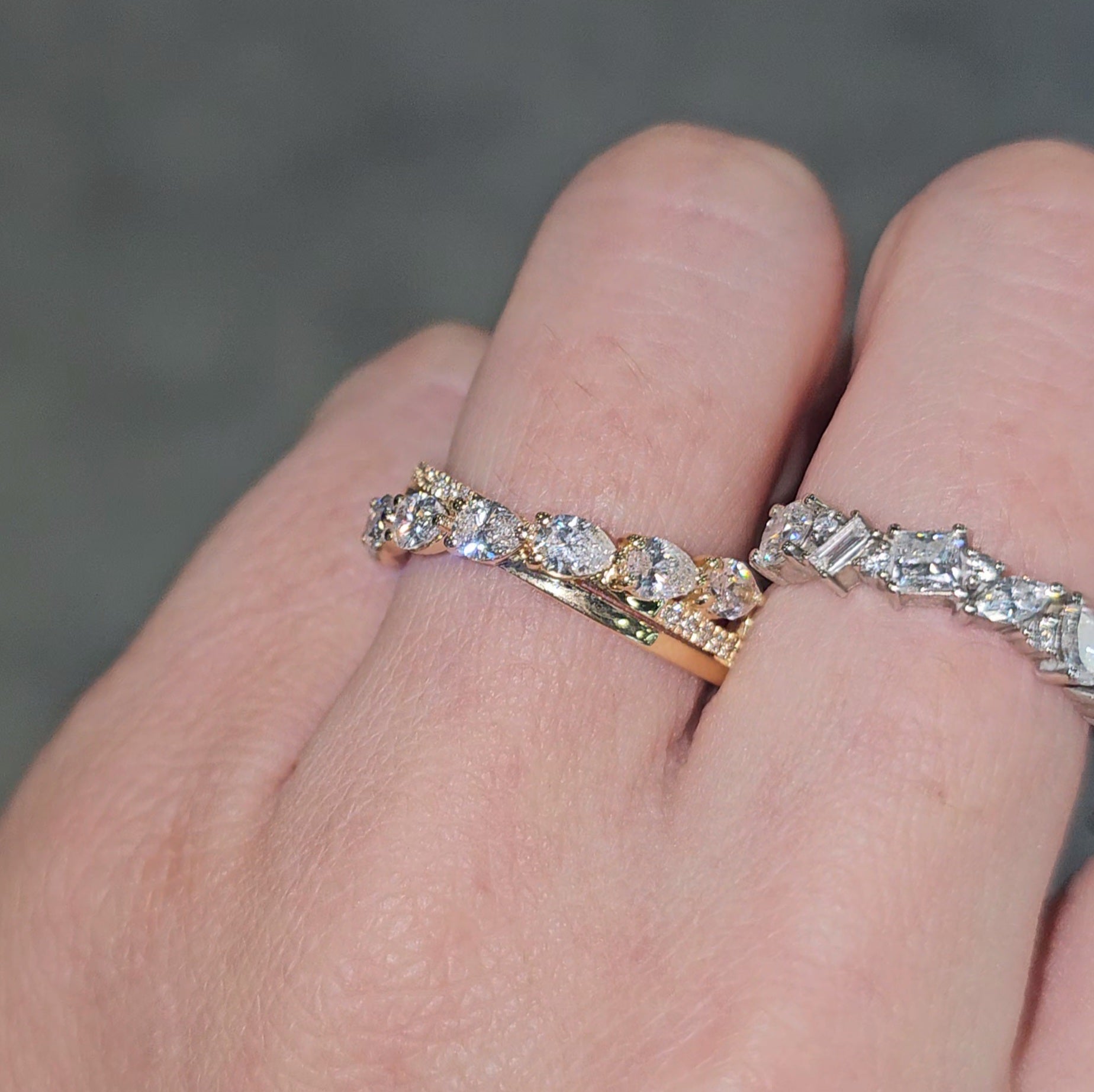 1.80ct Lab Grown Diamond Accented Chasing Pears Ring in 14k Gold