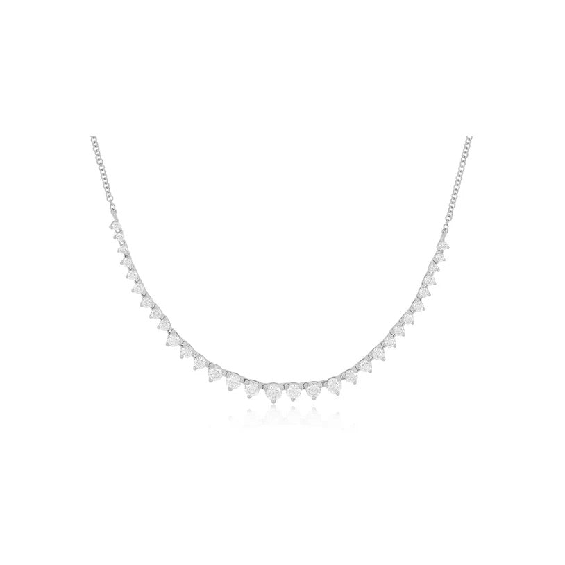 1.50ct Lab Grown Diamond 3 Prong Graduated Tennis Segment Necklace in 14k Gold