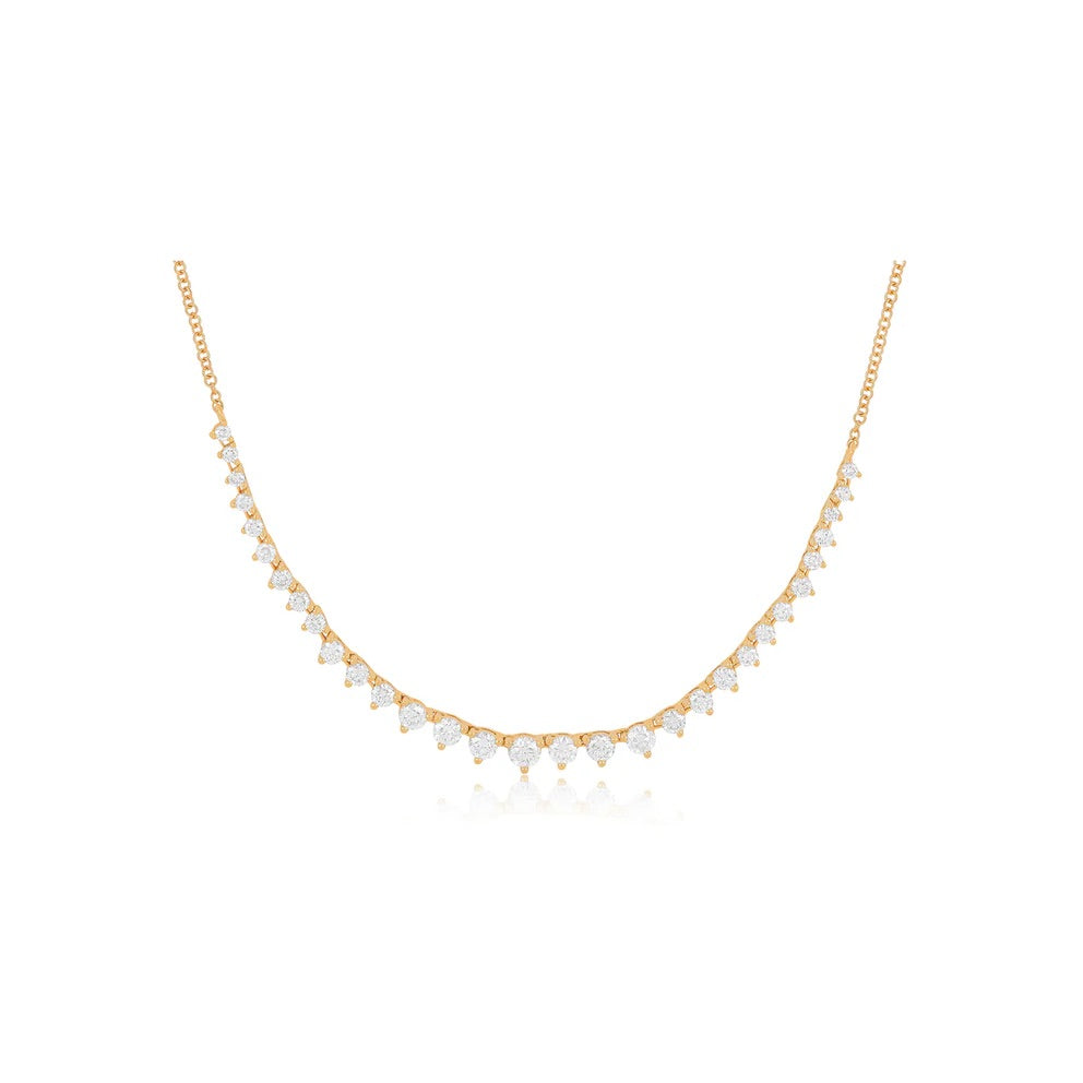 1.50ct Lab Grown Diamond 3 Prong Graduated Tennis Segment Necklace in 14k Gold