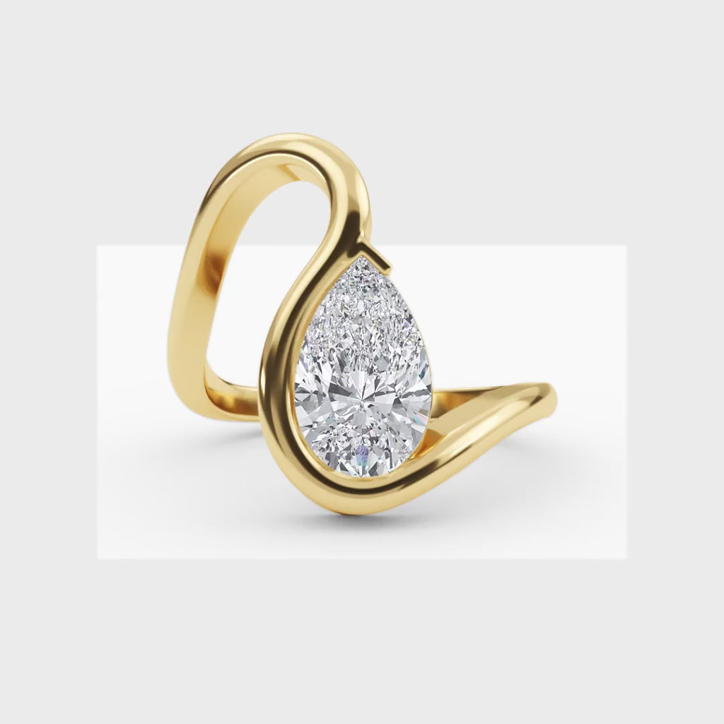 2.00ctw Pear cut Lab Grown Diamond Wave Engagement Ring