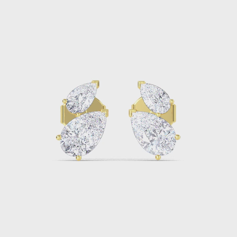 2.00ct Pear Shape Lab Grown Diamond Toi et Moi Earrings