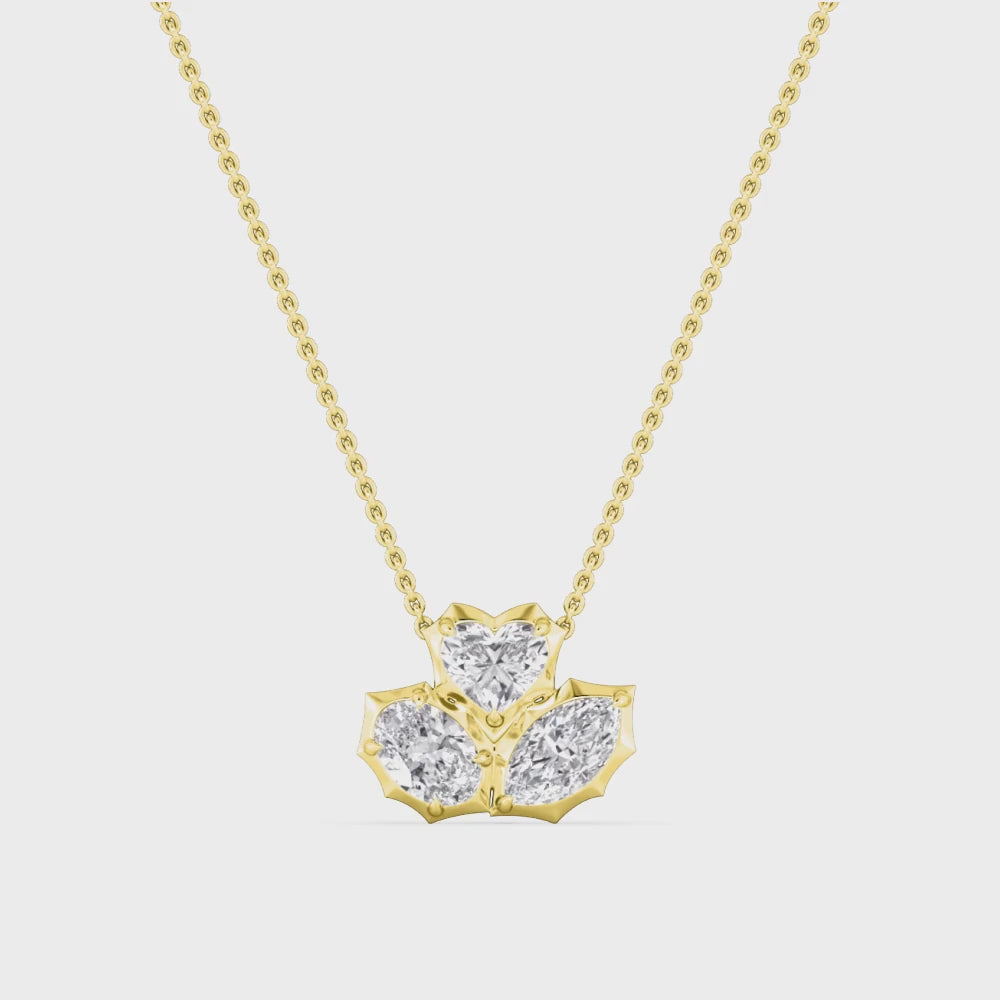 1.59ctw Lab Grown Diamond Multishape Georgian Cut Down Cluster Necklace