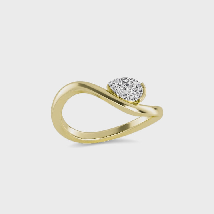 0.40ct Pear cut Lab Grown Diamond Wave Ring