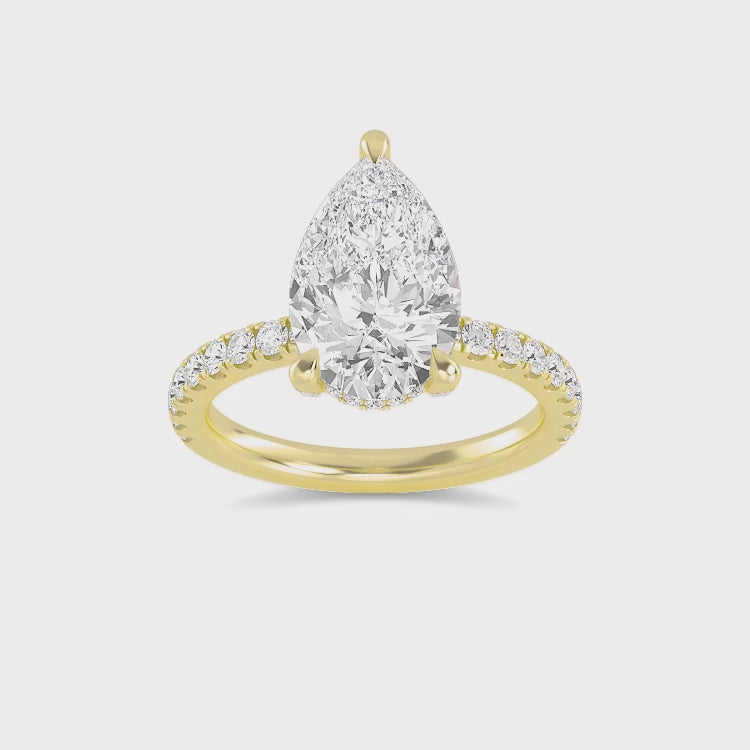 The Natasha 3.70ctw Pear cut Lab Grown Diamond Hidden Halo Engagement Ring
