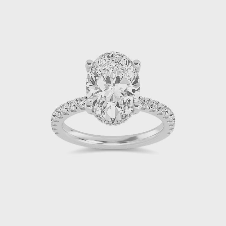 The Natasha 3.70ctw Oval cut Lab Grown Diamond Hidden Halo Engagement Ring