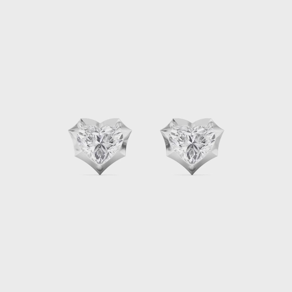 4.00ct Heart cut Lab Grown Diamond Georgian Cut Down Earrings