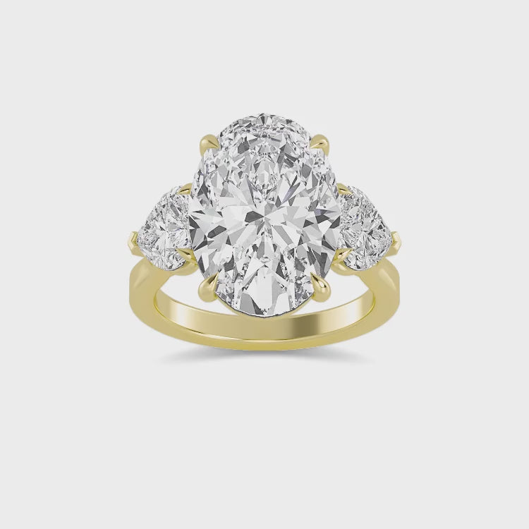 9.71ctw Oval and Heart cut Lab Grown Diamond Exceptional Trilogy Engagement Ring