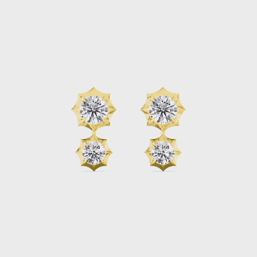 2.71ct Round Lab Grown Diamond Georgian Cut Down Drop Earrings